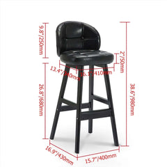 Modern Black Faux Leather Counter Height Barstools with Back Set of 2 for Pub Table