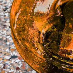 Orange glass coffee table set featuring modern design with cloud-shaped elements