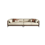 High-Quality 3 Piece Living Room Set with Microfiber Leather Upholstered Sofa in Brown & Beige