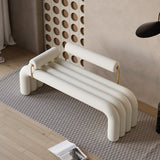 Modern White Line Tufted Bench Velvet Upholstered Entryway Bench in Gold Finish