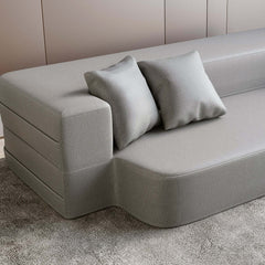 Functional 79 inch Modern Folding Sofa Bed LeathAire Upholstered Full Sleeper with Sleek Design and Practical Storage Space