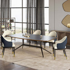 Modern Orange & Coffee PU Leather Dining Chair Set of 2 Open Back with Arms