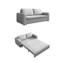 Modern 71" gray convertible sleeper couch with storage, perfect for small living areas