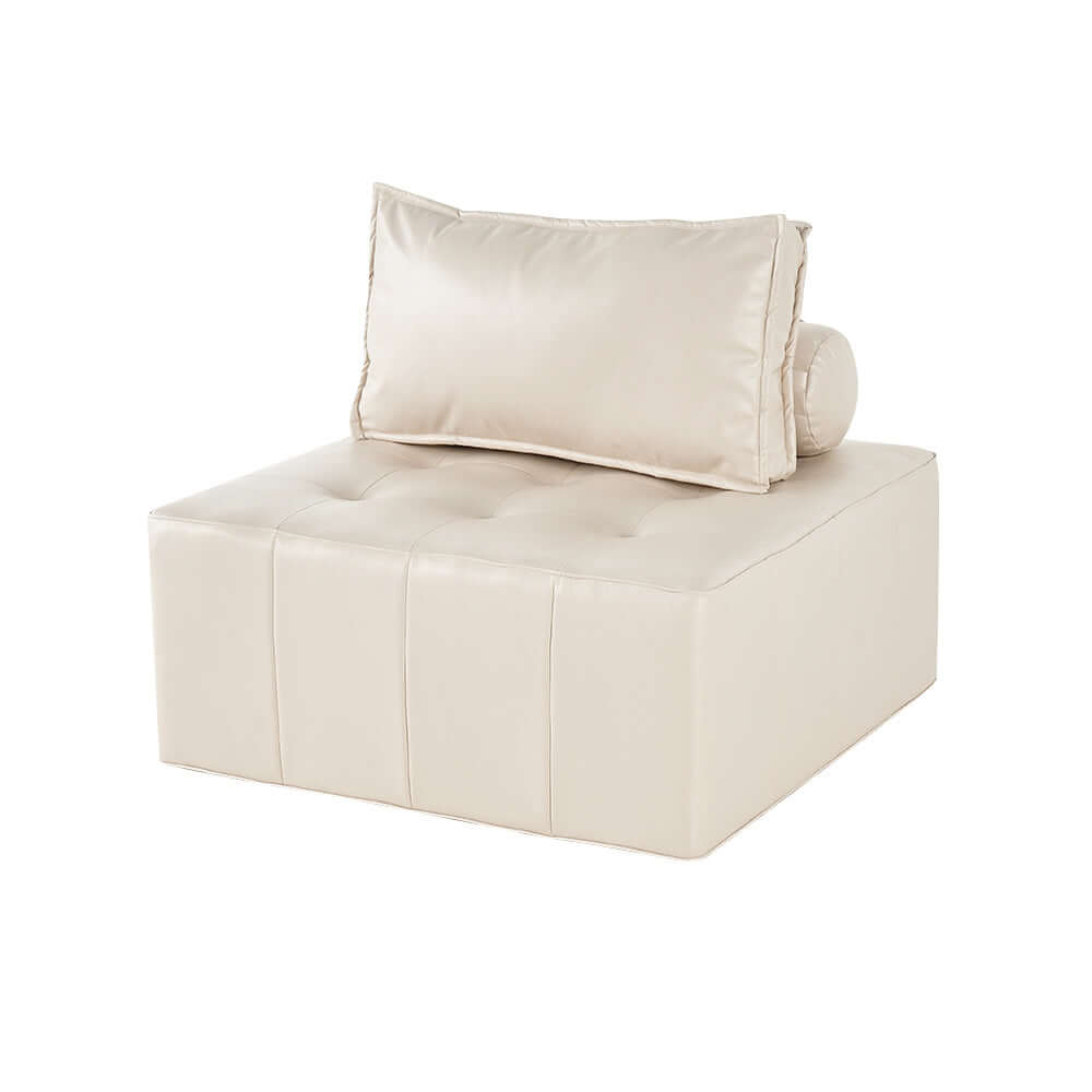 Brown Modular Armless Lounge Chair with LeathAire Upholstery for Contemporary and Functional Seating