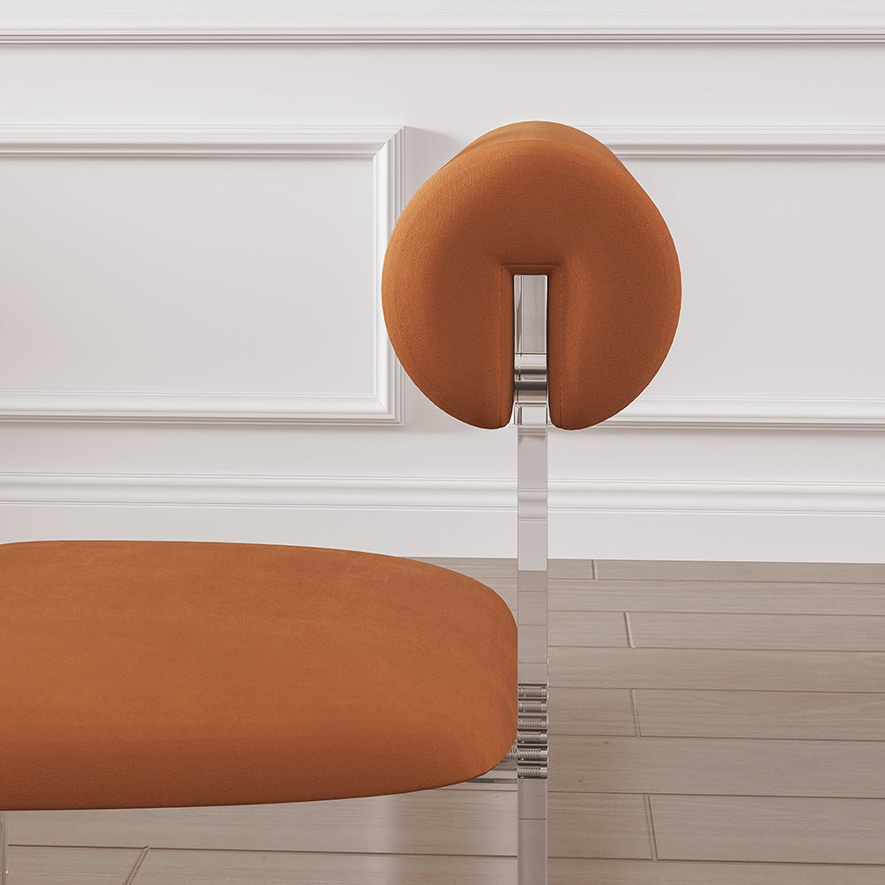 Modern Upholstered Orange Velvet Dining Chairs (Set of 2) Acrylic Side Chairs