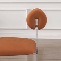 Vibrant orange velvet dining chairs in a set of 2, sleek modern acrylic side chairs