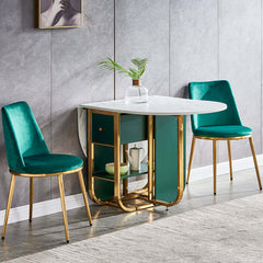 Elegant modern velvet dining chairs with high back and gold legs - set of 2