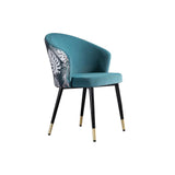 Upholstered Blue Velvet Dining Chair Curved Back Modern Arm Chair