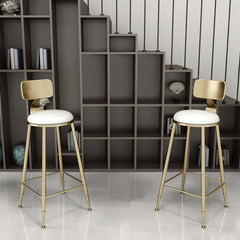 39.8 inch modern white bar stool set of 2 with backs and footrests counter height stools