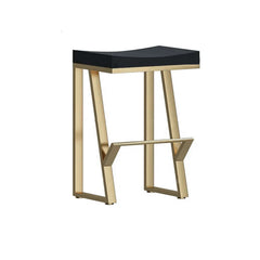 Stylish 25.6" White Solid Wood Backless Bar Stool with Golden Footrest for Modern Kitchen Islands