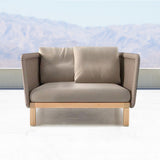 Outdoor Armchair Sofa with Cushion Pillow Accent Chair in Solid Wood Bottom