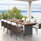 9 Pieces Outdoor Patio Dining Set for 8 Person with Rectangle Teak Table & Rattan Chairs