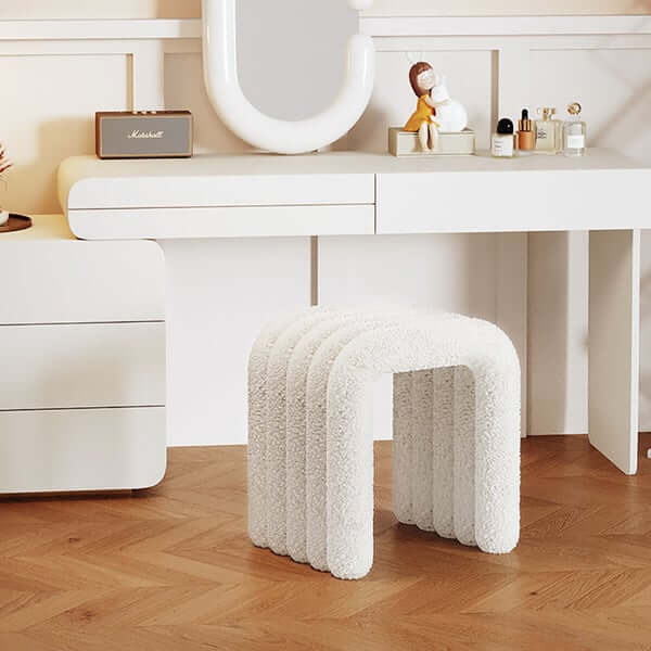 Accent Stools Beige Dressing Table Stool Elegant Beige Dressing Table With Carved Details And Textured Stool Accent Stools Beige Dressing Table Stool Elegant Beige Dressing Table With Carved Details And Textured Stool