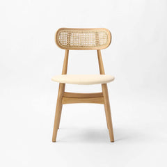 Contemporary Ash Wood Side Chair with Modern Faux Leather Upholstery