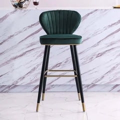 Attractive set of 3 blue velvet bar stools with backrest for contemporary kitchens