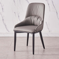 Set of 2 modern upholstered dining chairs in elegant dark gray for dining area