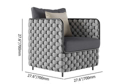 Gray outdoor patio sofa with cushion, ideal for modern outdoor spaces