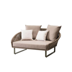 Elegant 63" Rattan Outdoor Daybed with Khaki Cushion Pillow and Aluminum Frame