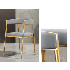 Sophisticated Gray Arm Chair with Plush Velvet Upholstery and Gold Legs for Contemporary Living Spaces