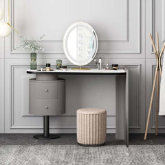 Minimalist stone top dressing table with mirror for makeup vanity set