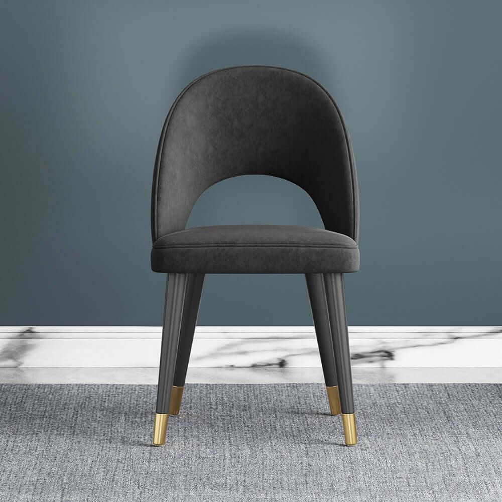 Sleek and comfortable blue velvet dining chair with curved back, set of 2 for modern dining