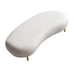 White velvet bedroom bench with stylish metal legs