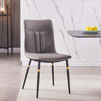Modern high back dining chairs upholstered in luxurious leather set of 2
