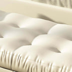 Elegant white faux leather tufted bench ottoman with gold leg for entryway and bedroom