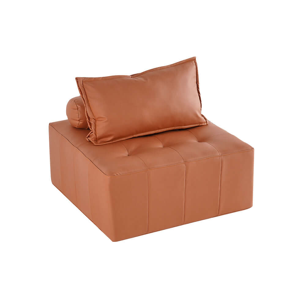 Contemporary Brown Modular Armless Lounge Chair with LeathAire Upholstered Cushions for Stylish Furniture