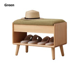 Farmhouse Bench Mini Upholstered Shoe Rack FlipTop StoolGreen