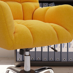 Modern office chair in cotton and linen upholstery with swivel function and adjustable height for comfort