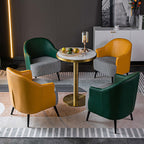 Elegant houndstooth accent chair in green with comfortable linen upholstery