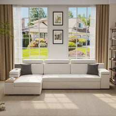 Modern sleeper sectional sofa with storage and adjustable headrest