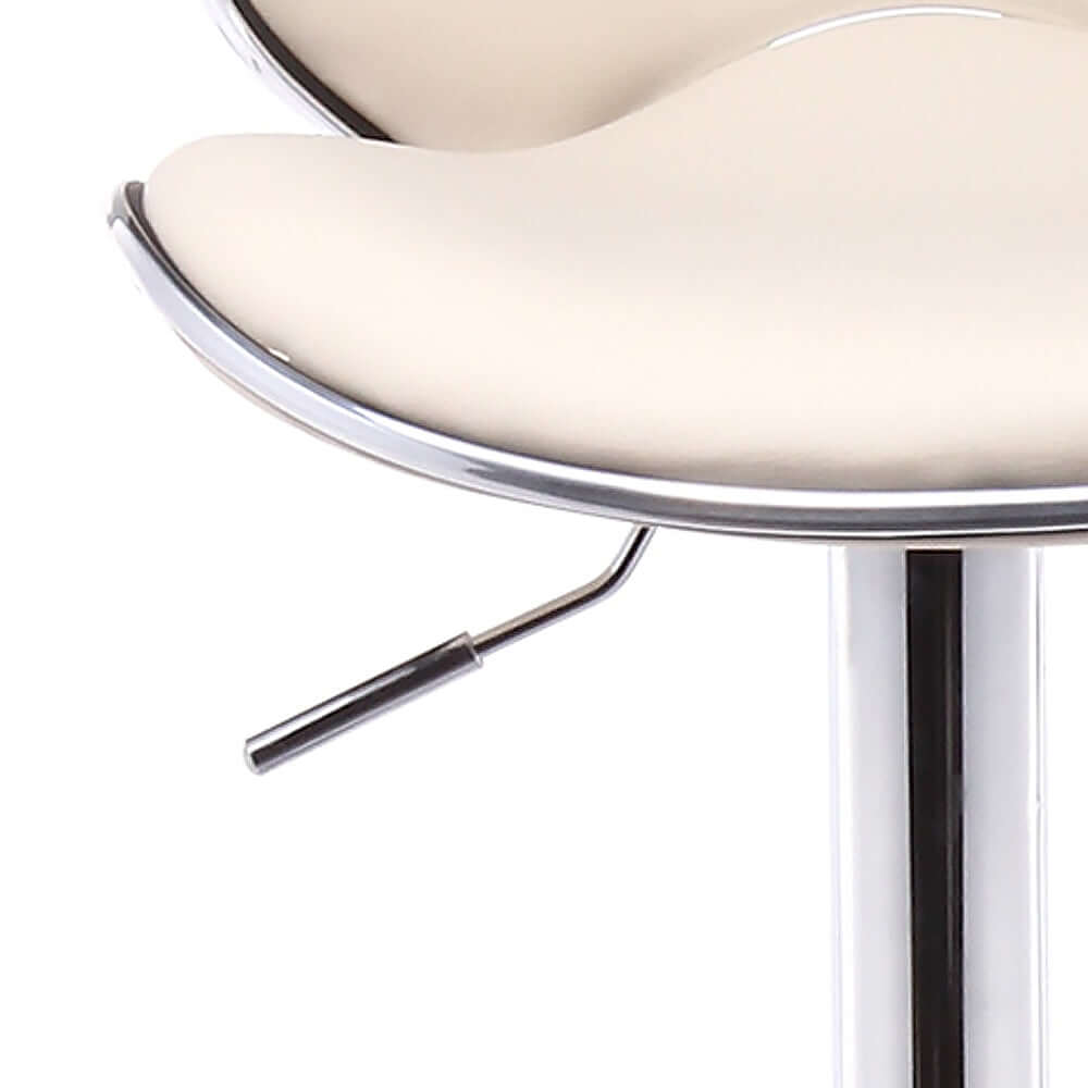 Bar stool with backrest and white PU leather upholstery, 30.3" height - stylish and supportive seating