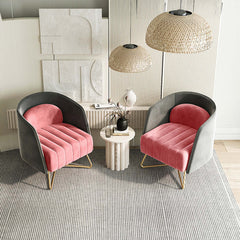 Modern Pink & Gray Velvet Accent Chair with Gold Base