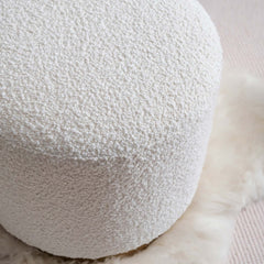 Modern white round lamb boucle sherpa vanity stool makeup stool for bedroom or dressing room