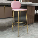 Modern Beige Faux Leather Upholstery Round Counter Stool with Back Set of 2