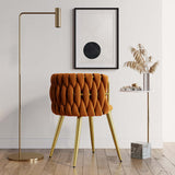 Nordic Pink Round Accent Chair with Velvet Upholstery