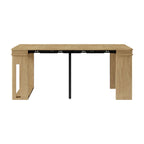 Modern extendable dining table with 4 chairs and rectangle storage sideboard in elegant walnut and gray finish