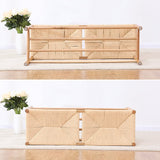 Modern Natural Dining Room Bench Rattan Bench with Wood Legs