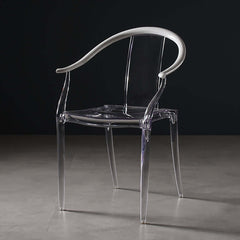 Clear modern dining chair with transparent design and sleek lines