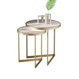White End Table Sets Modern Marble Top Side Table