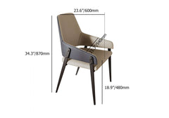 Stylish Khaki Upholstered Dining Chairs Set of 2 Modern PU Leather Solid Back Comfortable Seating