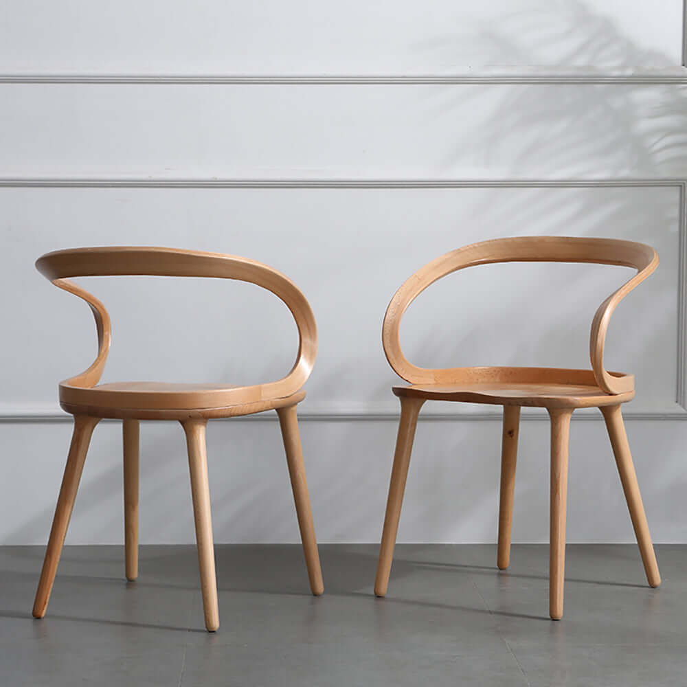 Natural Modern Ash Wood Dining Chair Ribbon Shape Dining Chair Main image
