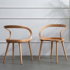 Natural Modern Ash Wood Dining Chair Ribbon Shape Dining Chair