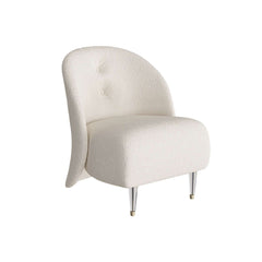 Sleek white boucle accent chair with transparent acrylic and chrome legs