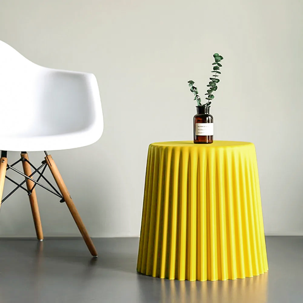 Modern Side Table Round End Table Sofa Side End Table PP Plastic in Yellow