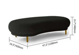 Modern White Velvet Bench Upholstered Curved Bench for End of Bed with Metal Legs