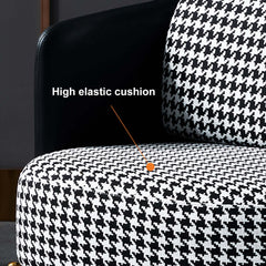 Luxe modern accent chair in black and gray with plush linen upholstery