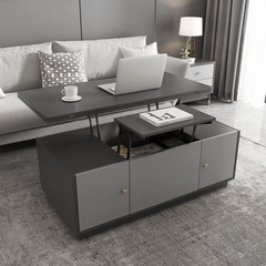 Functional gray furniture set includes TV stand and lift-top coffee table